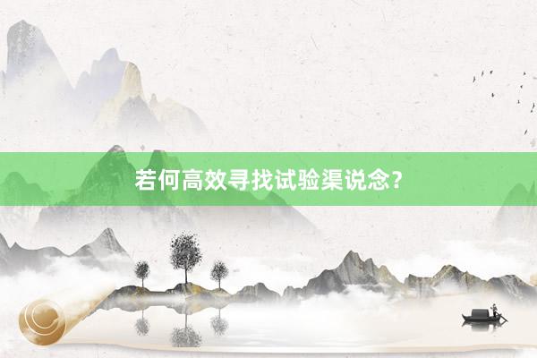 若何高效寻找试验渠说念？